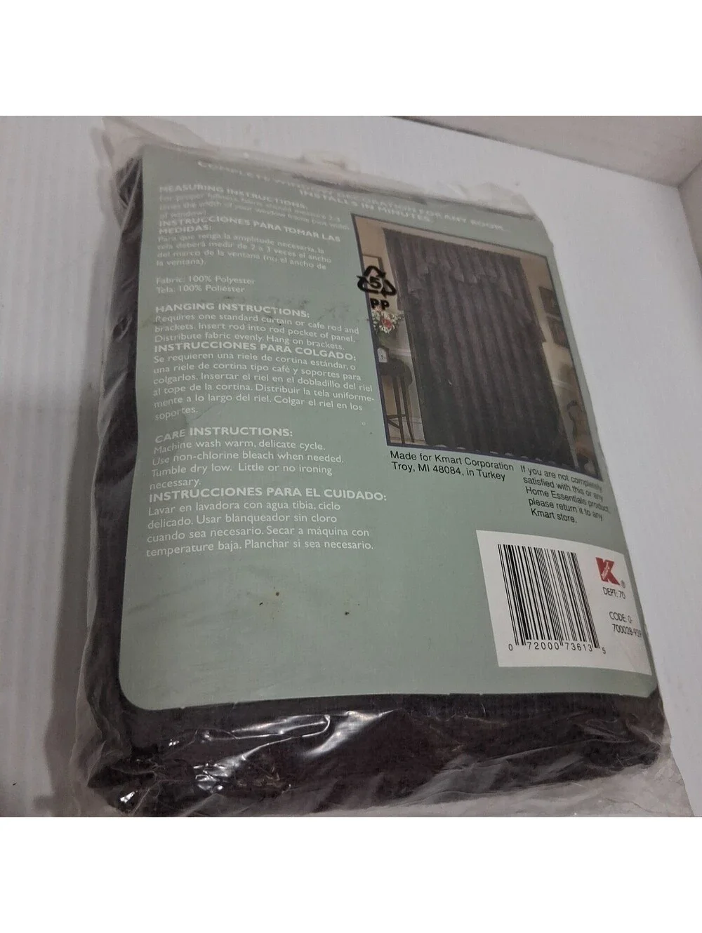 VTG Home Essentials Lace Ruffled Swag Curtain Suzanne Raisin 80x38 Cottagecore
